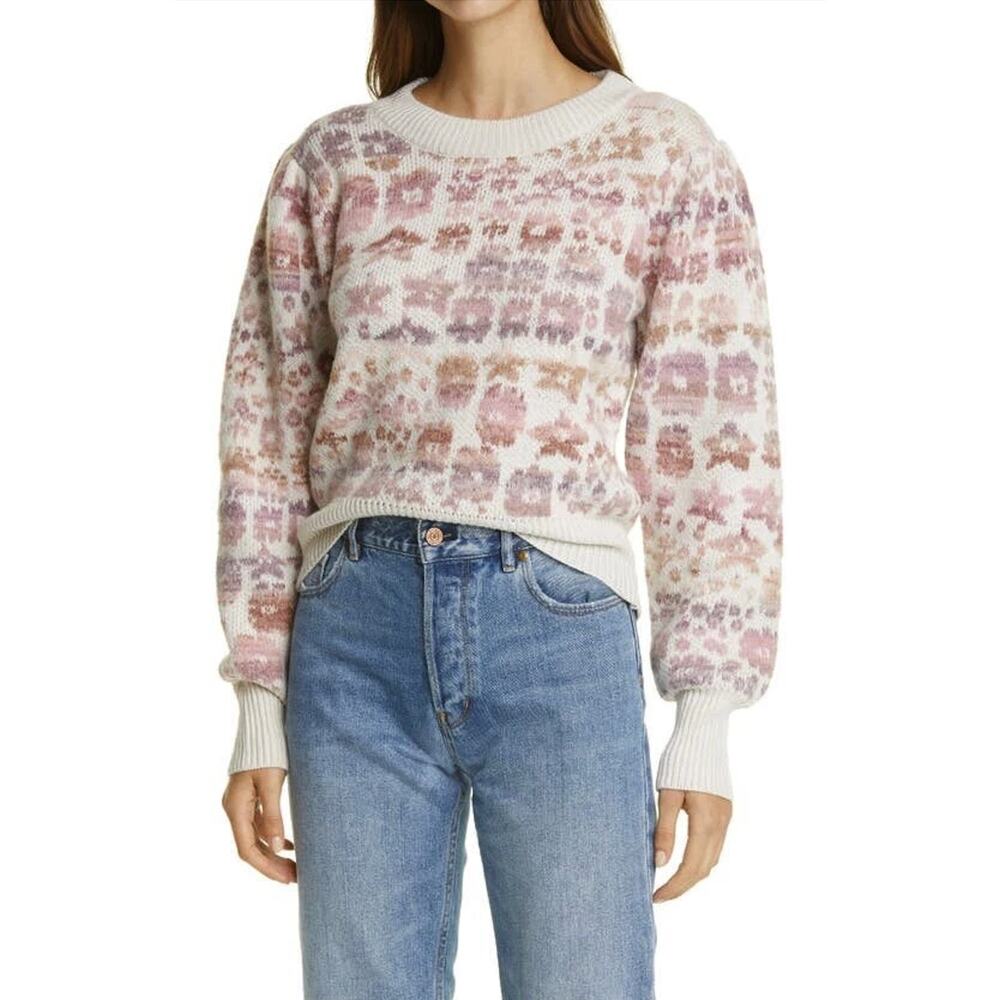 LoveShackFancy Kirsten Ribbed Pullover Sweater in Pink Stardust Size XS